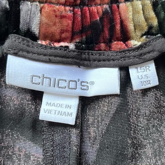 Chicos Wide Leg Pants Size 10 Velvet Floral Holiday Party Artsy - Picture 8 of 11